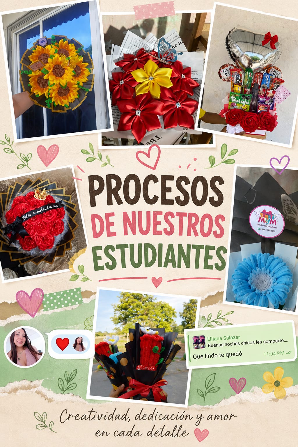 Estudiantes aprendiendo arreglos florales
